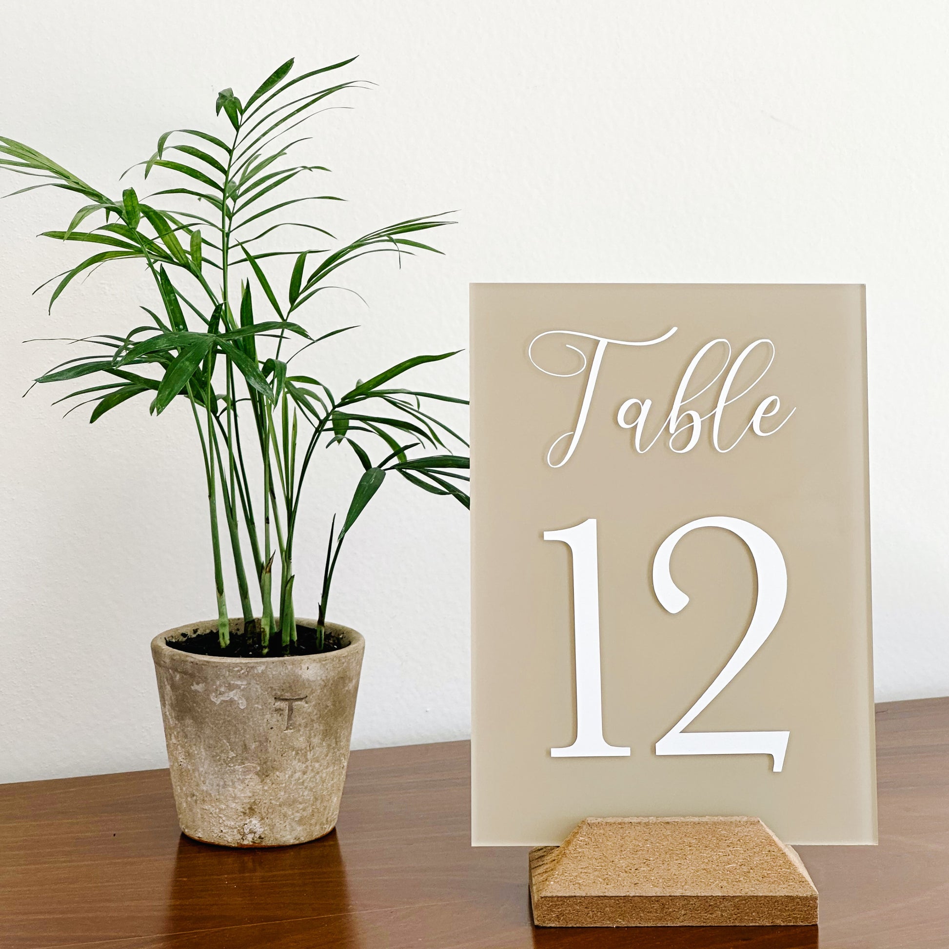 Acrylic Wedding Table Number Sign - Painted with Elegant Calligraphy Font