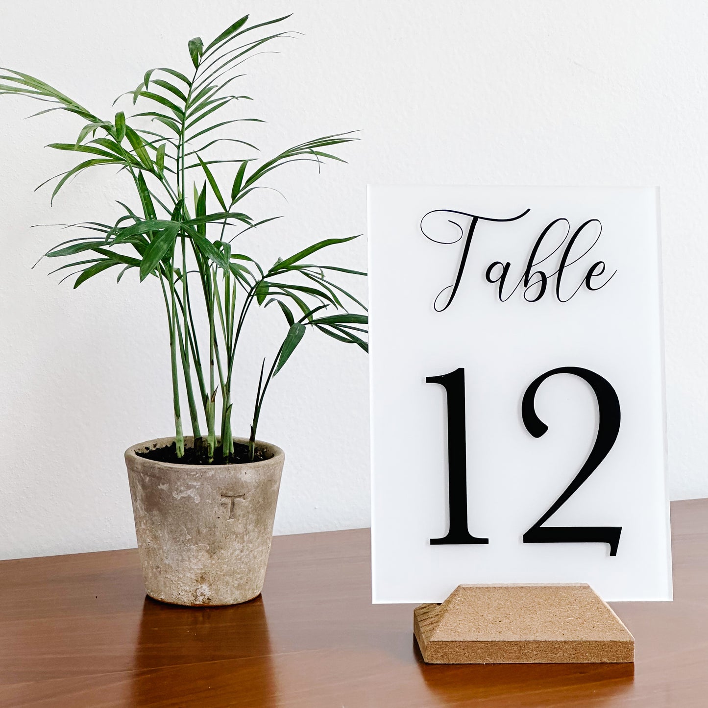 Acrylic Wedding Table Number Sign - Painted with Elegant Calligraphy Font