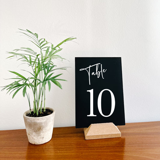 Acrylic Wedding table number Sign - Painted with Elegant Calligraphy Font